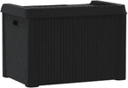Anthracite 33 Gallon Outdoor Storage Box 28.7 x 28.7 x 19.5 in PP Rattan Look Deck Bench for Cushions Toys Blankets Patio Garden Balcony