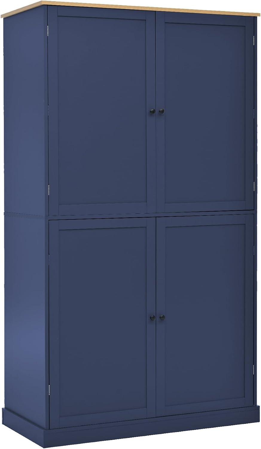 71.3" Kitchen Pantry Cabinet, Freestanding Cupboard, Blue | Painted MDF, 8 door shelves, 2 adjustable shelves, 2 slide-out compartments, anti-tip kits, 40.2"L x 20"W x 71.3"H