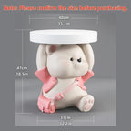 Cute Resin Bear Side Table with MDF Desktop, Modern and Simple Bedside Table, Multifunctional Small Accent Table for Living Room, Bedroom and Office(Gray)