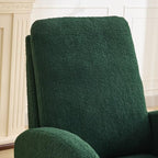 Green Upholstered Sherpa Rocking Chair for Nursery Bedroom, High Backrest Rocker Glider with Side Storage Pocket, Modern Accent Armchair for Living Room, Rubber Wood Legs