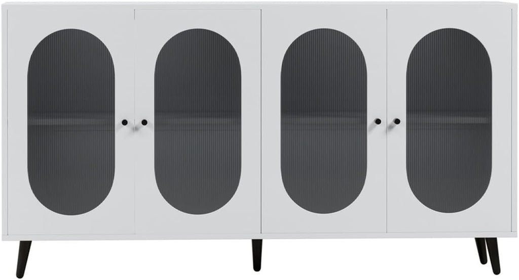 Modern Accent Sideboard Cabinet with Acrylic Doors, Freestanding Storage Cupboard Console Table for Kitchen Dining Living Room Hallway Office, Black/White,for Kitchen