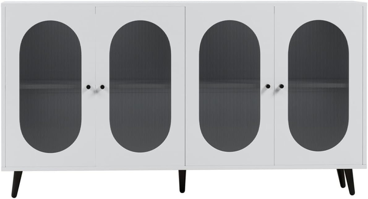 Modern Accent Sideboard Cabinet with Acrylic Doors, Freestanding Storage Cupboard Console Table for Kitchen Dining Living Room Hallway Office, Black/White,for Kitchen