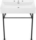 Claire 30" Console Sink White Basin Black Legs with 8" Widespread Holes
