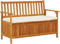 Wooden Outdoor Storage Bench, Outside Deck Box with Seating, Wood Storage Seat for Pool Front Porch Garden Lawn,-892