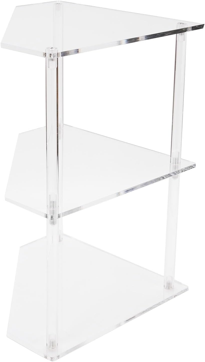 Acrylic Corner Side Table, 3 Tier Triangular End Table, Small Side for Living Room Bedroom Study Arrangement, Stable and Space Saving, 8.9 X 8.9 X 11.8in
