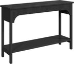MAHANCRIS Fluted Console Table for Entryway, 43.2" Narrow Console Table with Storage, 2 Tier Industrial Sofa Table for Entryway, for Living Room, Behind Couch, Narrow Hallway, Entry, Black CTBK38001