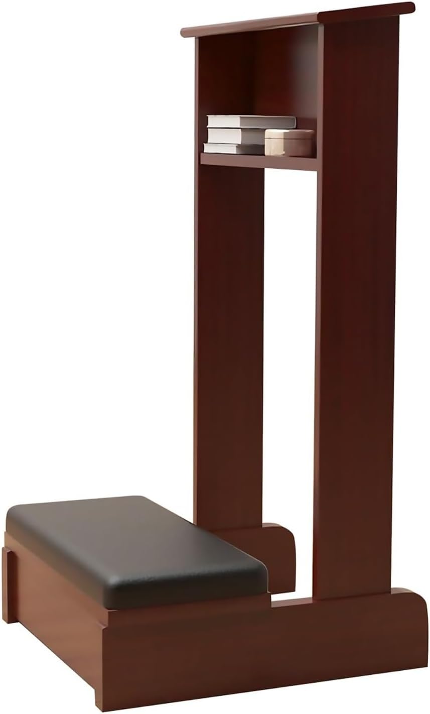 Wooden Prayer Kneeler Prayer Bench with Padded Cushion and Shelf, 20x16.5x33 in Meditation Bench for Church and Home Worship, Kneeling Stool with Storage(Brown)