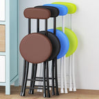 Foldable Bar Stool with Backrest, Portable Folding Chair for Kitchen, Breakfast Bar, Desk, Living Room - PU Padded Round Seat Cushion (Color : Pink)