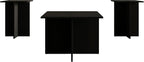 HOME DESIGN Joliet 3 Piece Coffee Table Set 23.6 Inches with Plank-Style Tops, Modern Living Room Furniture, Durable Wood Look, Black