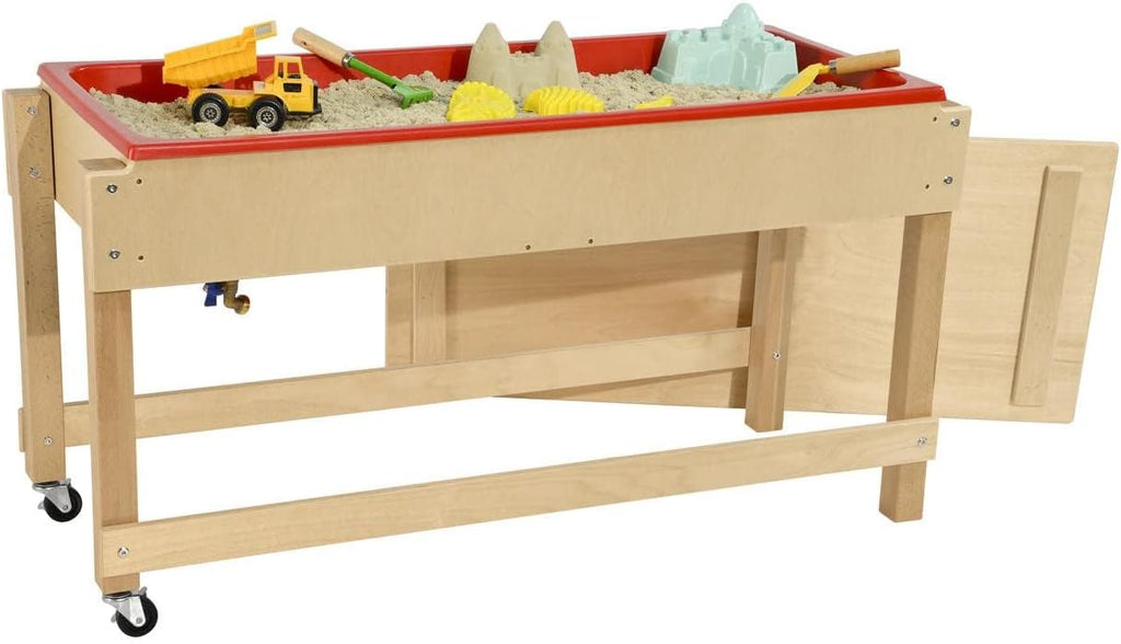 Wood Designs Sand and Water Sensory Play Table, Drainable Plastic Tub with Lid, Sturdy Birch Plywood Built for Kids, Daycare, Classroom 46" W x 17" D