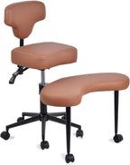 Ergonomic Criss Cross Chair for ADHD, Height Adjustable 47.5-59cm, Dual-Layer Cushion Converts to Regular Seat, PU Leather, Wheels, Adjustable Backrest 90-120°, Perfect for Home Office Meditation