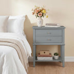 SEJOV EJOV 28" Tall Nightstand Set 2 with 2 Drawers and Open Shelf, Gray | Modern Bedside Table, Larger Wooden End Table Farmhouse Style Night Stand with 26inch Wide Desktop & Spray-painted Surface