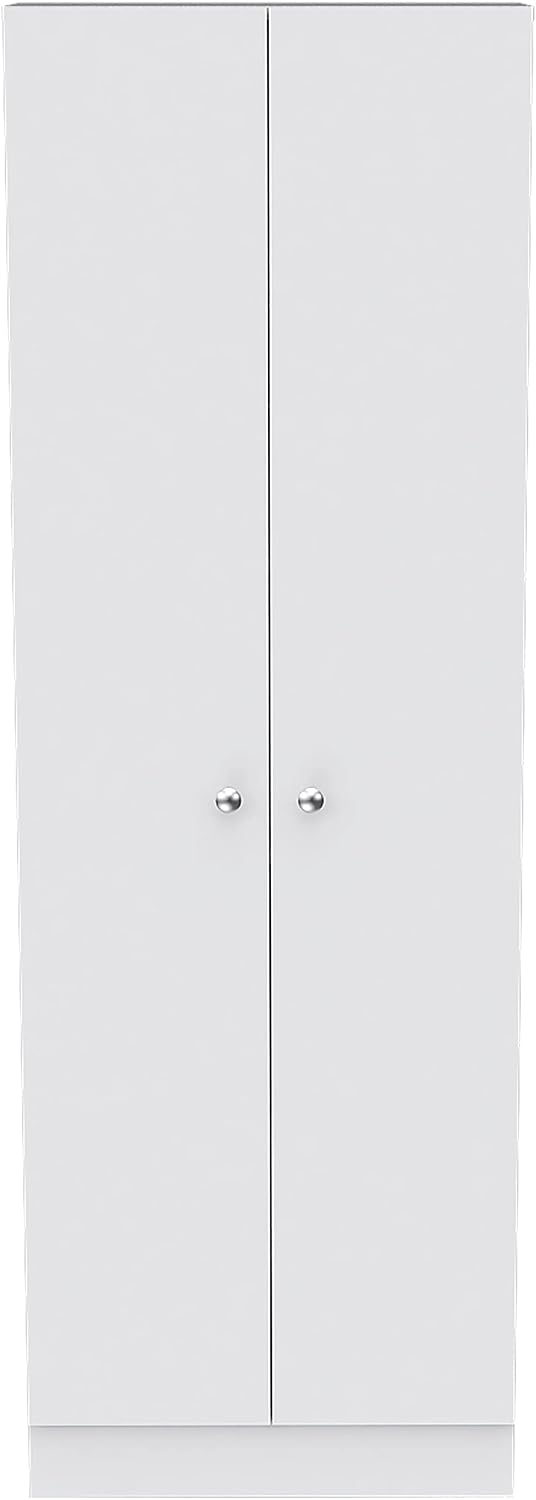 CIATRE Multistorage Pantry Cabinet, 5-Shelf Double Door Storage Organizer – White Particle Board, Slim Design for Kitchen/Laundry Room