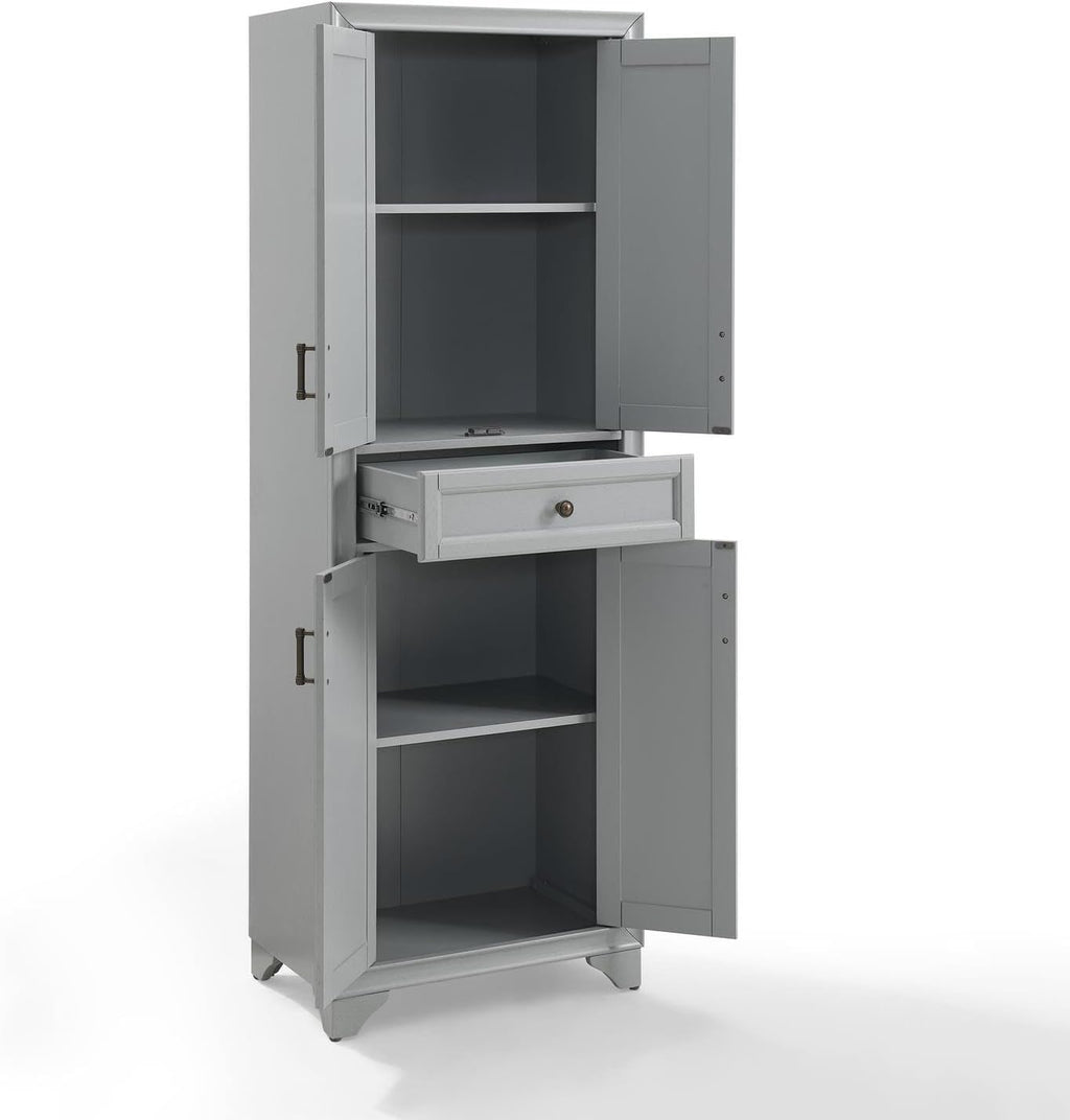 Maykoosh Kitchen Pantry Cabinet - Large Storage, Adjustable Shelves, Distressed Gray Finish