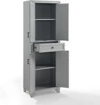 HomeStock Kitchen Pantry Cabinet - Large Storage, Adjustable Shelves, Distressed Gray Finish