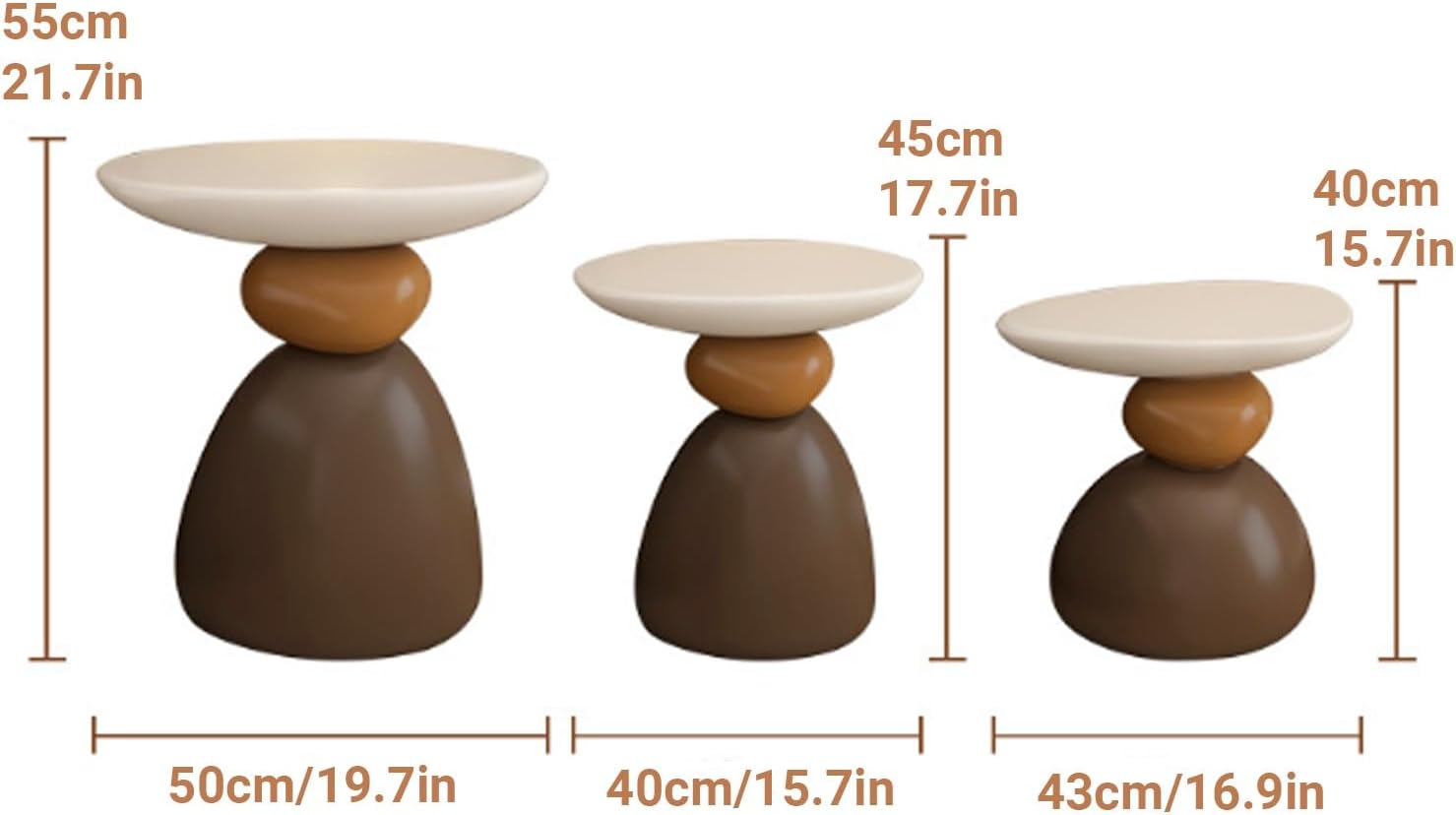 Modern Resin Decorative Sofa Side Table, Round Decorative End Table with Spacious Tabletop, Small Accent Nightstand, for Living Room, Bedroom, Balcony(Black,Large)