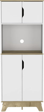Modern Kitchen Pantry, Storage Cabinet with 4 Doors, Particle Board, for Dining Room, Easy to Clean, White
