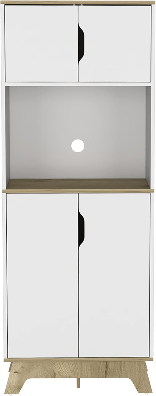 Microwave Tall Cabinet Wallas, Kitchen, Light Oak/White