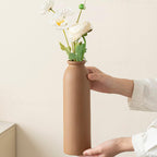 10.4 inches Tall Decorative Ceramic Vase Set, 3 Pieces, Nordic Modern Boho Style, White, Modern Farmhouse for Home Decor (Coffee Mix)