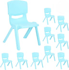 JOON Stackable Plastic Kids Learning Chairs (10 Pack), 20.8x12.5 Inches, The Perfect Chair Sets for Playrooms, Schools, Daycares and Home, Colorful Design, 10.5 Inches Seat Height, Baby Blue