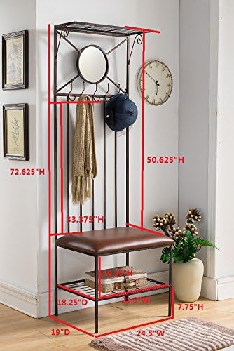 Kings Brand Furniture Entryway Hallway Storage Bench with & Coat Rack