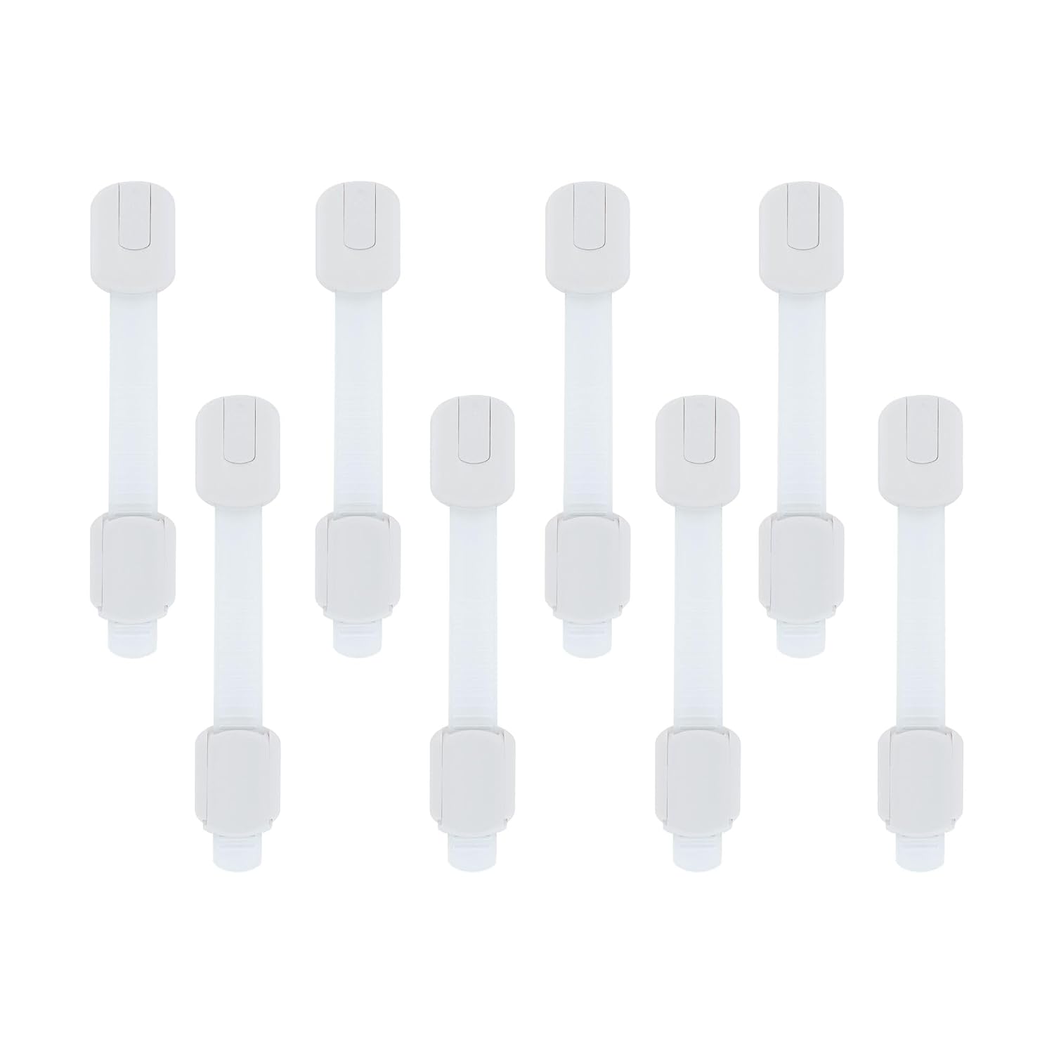 Nuby Multi-Use Child Safety Locks - 8 Pack - Baby Proof Latches for Cabinets, Drawers, Refrigerators, and Appliances - Fits Flat and Curved Surfaces