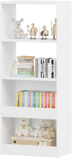Bookshelf, 4 Tier Bookcase, Book Organizer, Toy Storage Cabinet Organizer, White
