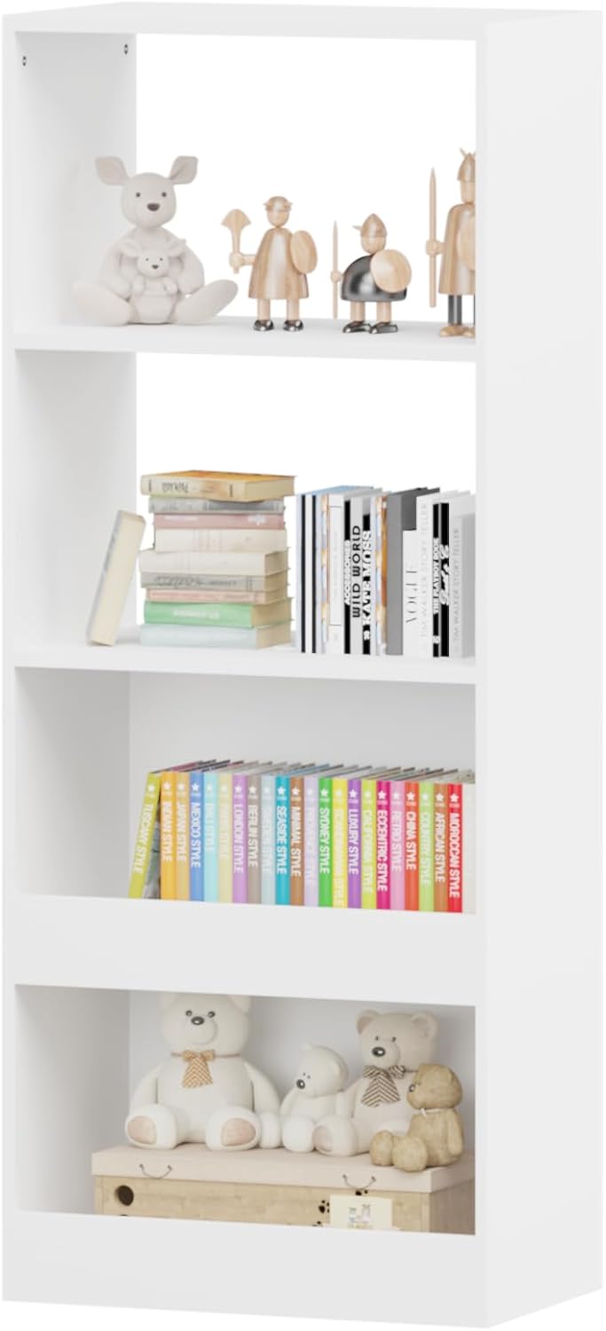 Bookshelf, 4 Tier Bookcase, Book Organizer, Toy Storage Cabinet Organizer, White