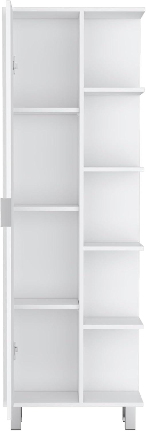 Modern Minimalist Cabinet, Contemporary Storage Locker with 1 Door and 9 Shelves,for Kitchen Home
