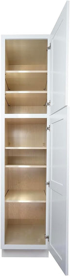 Hollywood Fabiani Design Pantry Wall Kitchen Cabinet - 18 in. W x 24 in. D x 84 in. H, Shaker White - Solid Wood Frame, 1/2-Inch Cabinet-Grade Plywood, Soft-Close Doors, Ready to Assemble