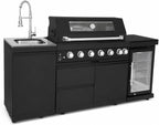 Outdoor Kitchen Fridge Cabinet, 68L Undercounter Beverage Cooler Refrigerator Island with Granite Countertop, Built-in Stainless Steel 120 Cans Drink Center with Wheels