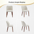 GarveeHome Linen Dining Chair Set of 4 Upholstered Fabric Dining Chair with Wood Legs, Wing Backrest, Wooden Kitchen Chairs with Thick Cushions, Leveling Feet for Dining Room, Living Room, White