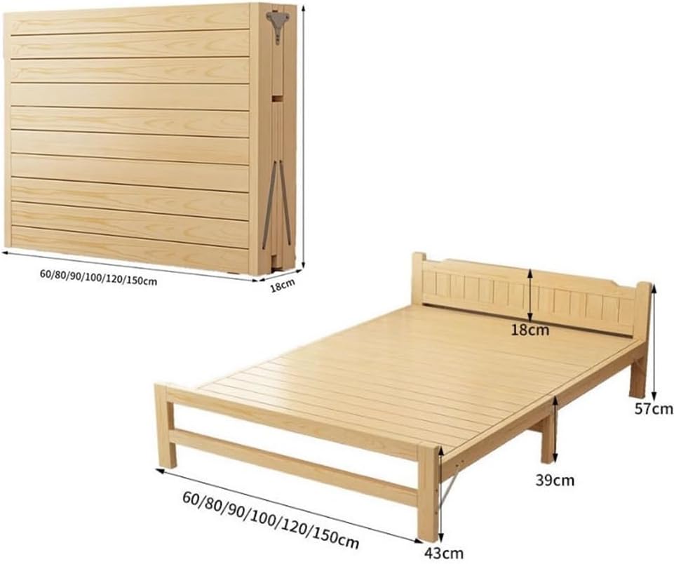 Camping Bed Folding Bed, Single Nap, Household Simple Solid Wood, Office Double Small Folding Bed(Medium)