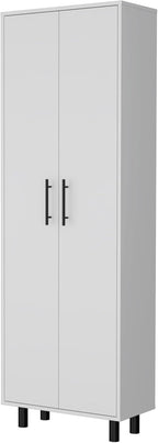 Spacious White Tall Pantry Cabinet with 5 Shelves - Kitchen Cupboard Organizer Storage