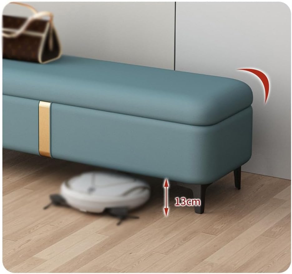 Modern Shoe Changing Bench Light Luxury Storage Long Sofa Rectangular Bed End Stool Entryway(Blue)