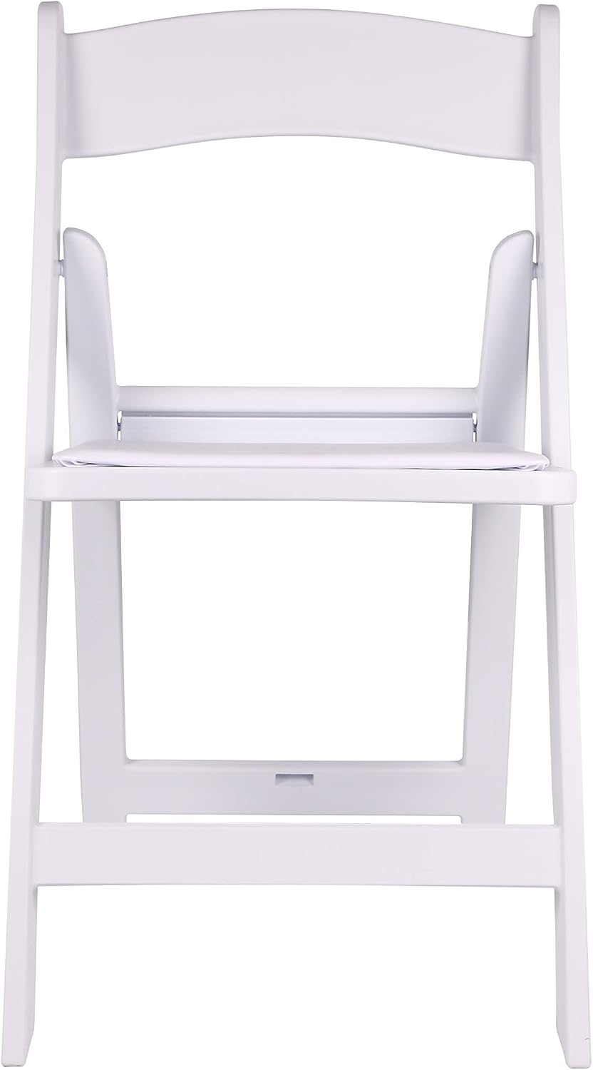 BTEXPERT Set of 8 White Resin Folding Chairs with Vinyl Padded Seat, 1000 lb Static Capacity, Stackable Commercial Grade, Indoor Outdoor for Wedding Event Church