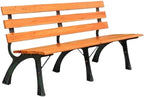 Garden Park Outdoor Bench, Cast Aluminium Frame Wooden Sitting, for Balcony Terrace Leisure Chair Seat(Small)