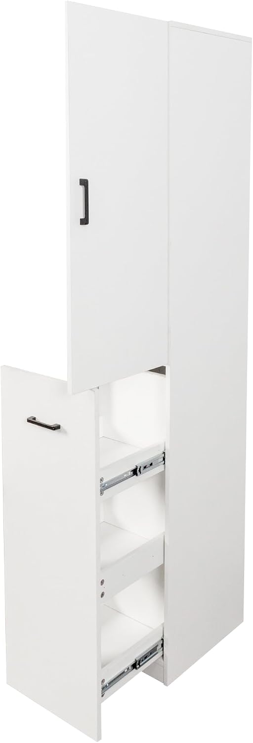 71" Spice Cabinet Pantry Cabinet for Kitchen, Tall Slim Storage Cart with Door & 3-Tier Shelf, Narrow Side of Fridge Next to Fridge Storage, Freestanding Narrow Pantry Cabinet for Small Spacem, White