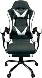 Gaming Chair, Ergonomic Computer Chair with Footrest and Lumbar Support, Height Adjustable Video Game Chair with 360° Swivel Seat and Headrest for Office, Home, Streaming and Gaming (White)