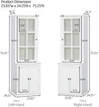 Farmhouse Pantry Cabinet with Glass Door–Freestanding Display Hutch with Storage&Lattice Window,Elegant Storage Cabinet for Kitchen Living Room or Entryway (23.65''w Single Door)