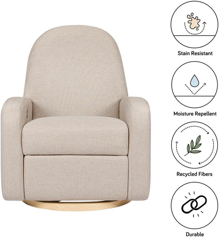 Babyletto Nami Power Recliner Glider Chair, Performance Beach Eco-Weave | GREENGUARD Gold & CertiPUR-US Certified Electronic Nursery Recliner w/ USB Ports - 270° Swivel - Water & Stain Repellent