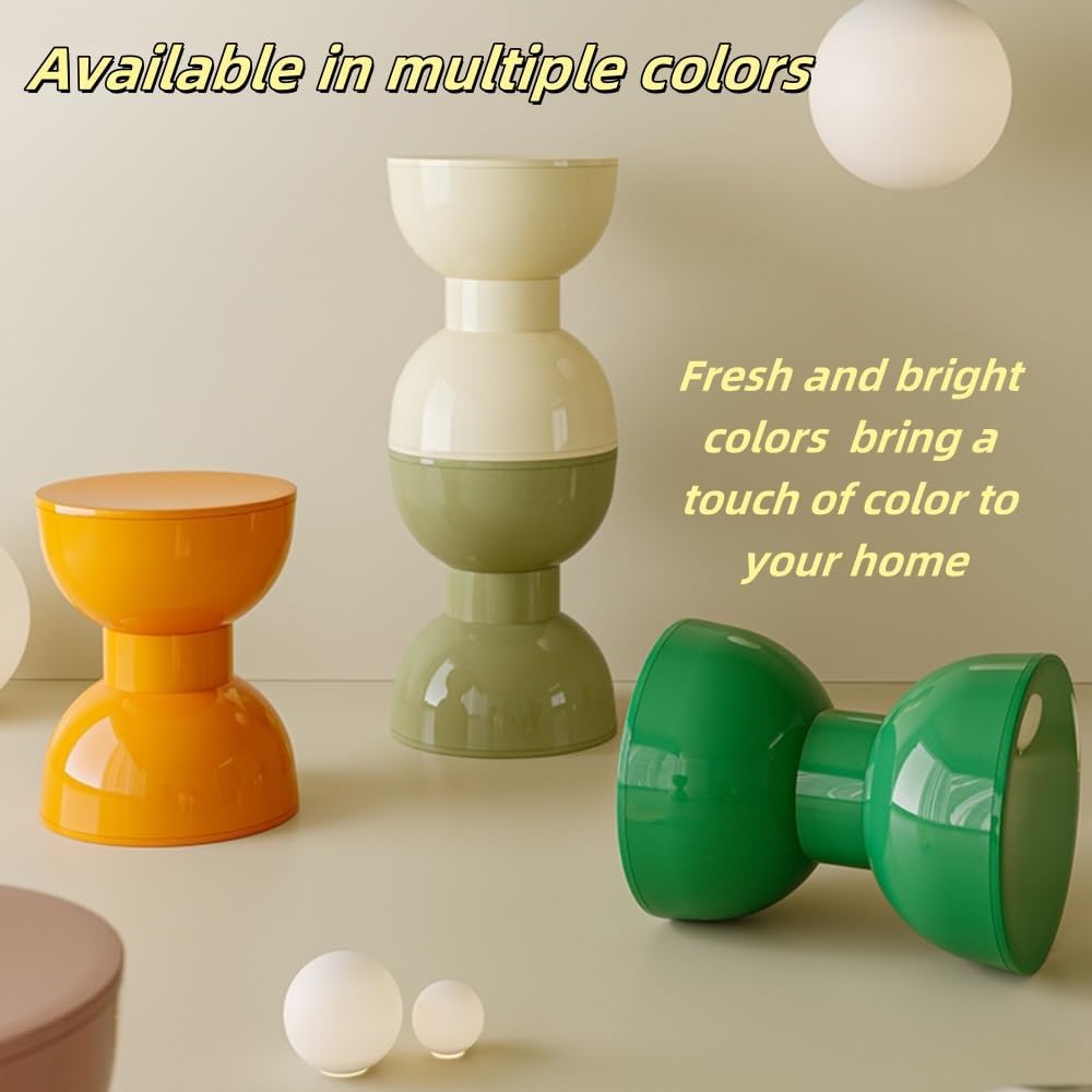 Nightstand Bedside Table Side End Table Playful Hourglass Sleek and Practical Plastic Stool Multifunctional Bedroom Suitable for Entryway Bedroom Living Room Green