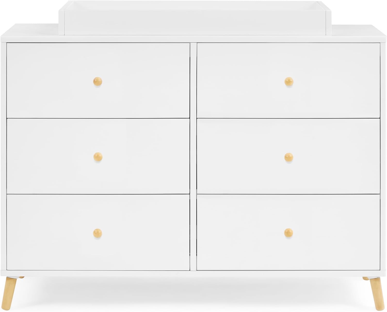 Delta Children Essex Crib 6-Piece Baby Nursery Furniture Set–Includes: Convertible Crib, 6 Drawer Dresser, Changing Top, Crib Mattress, Sheets, & Changing Pad, Bianca White w/Natural