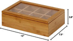 Oceanstar - TB1323 Bamboo Tea Box,12 Inch,Natural,(Pack of 6)