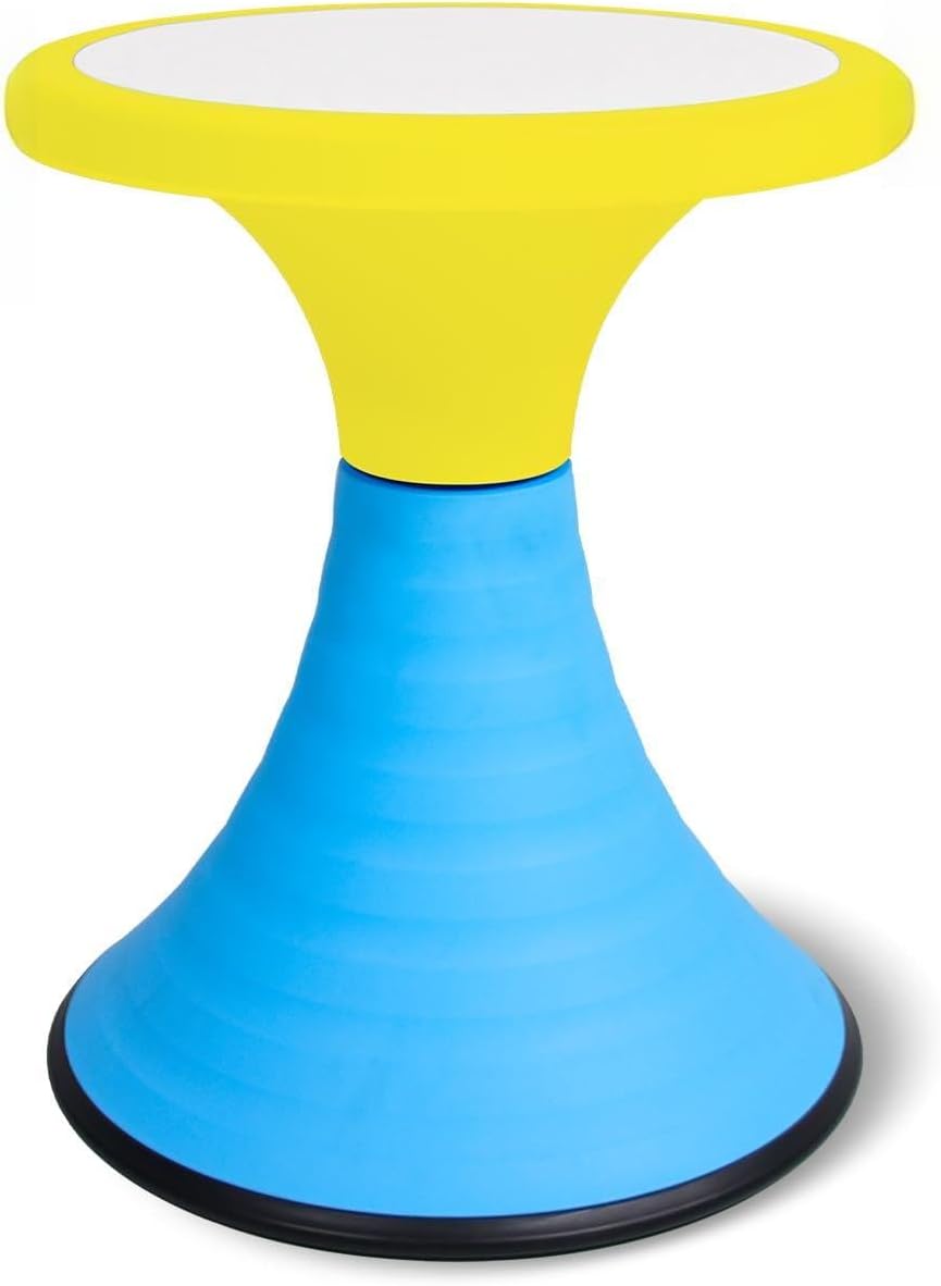 AOBOTE Kids Wobble Swivel Stool, 15.7" Height Wiggle Stool for Ages 6+, 360° Rotatable Active Learning Chair, Flexible Seating for Classroom & Home, Improves Posture & Focus, Blue