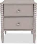 2-Drawer Nightstand, Modern Bedside Table with Silver Handles, 19.69" W × 15.75" D × 21.65" H, Kashmir MDF Cabinet with Wood Legs, End Table for Bedroom Living Room