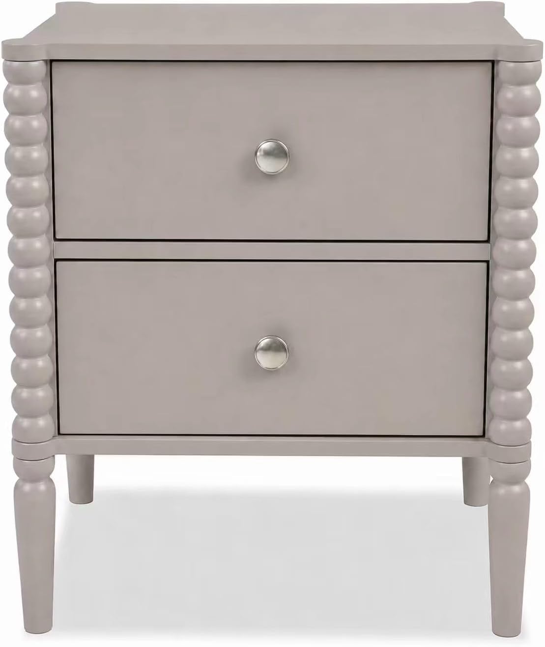 2-Drawer Nightstand, Modern Bedside Table with Silver Handles, 19.69" W × 15.75" D × 21.65" H, Kashmir MDF Cabinet with Wood Legs, End Table for Bedroom Living Room