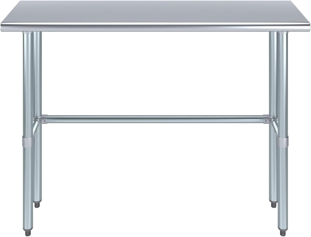 AmGood Stainless Steel Work Table Open Base | NSF Kitchen Island Food Prep | Laundry Garage Utility Bench (48" Long X 14" Deep)