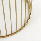 Pemberly Row Set of 2 Round Metal Accent Tables, Gold Cage-Like Base, Tempered Glass Top, Contemporary Design, 30.7x18.9x20.1 in Each, Elegant Style for Living Room or Lounge