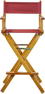 HomeStock Director's Chair with Built-in Armrests and Foldable Design for Easy Storage, Lightweight Durable Frame Perfect for Indoor or Outdoor Seating Burgundy/30-Inch Honey Oak Frame